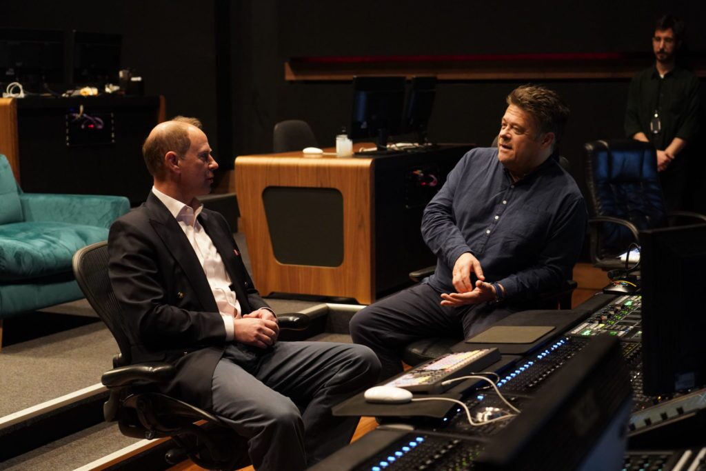 HRH The Earl of Wessex with Oscar winner Tim Cavagin at Twickenham Studios