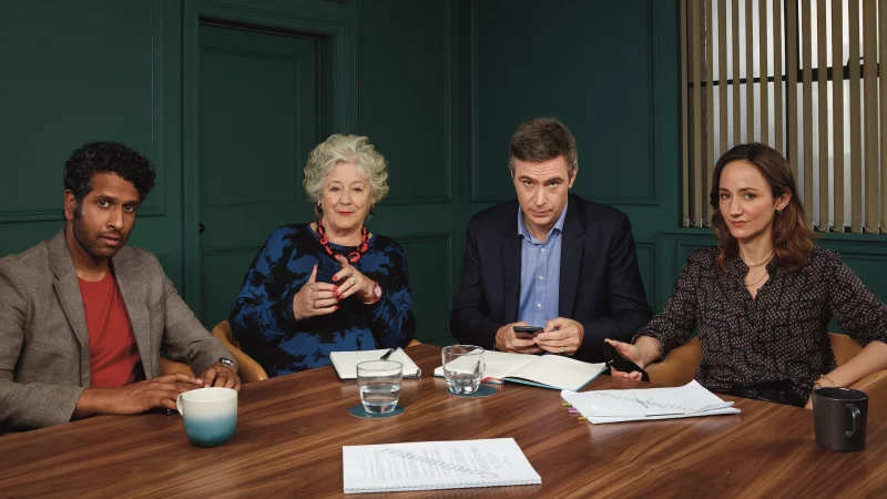 The cast of Ten Percent, the British remake of Call my Agent.